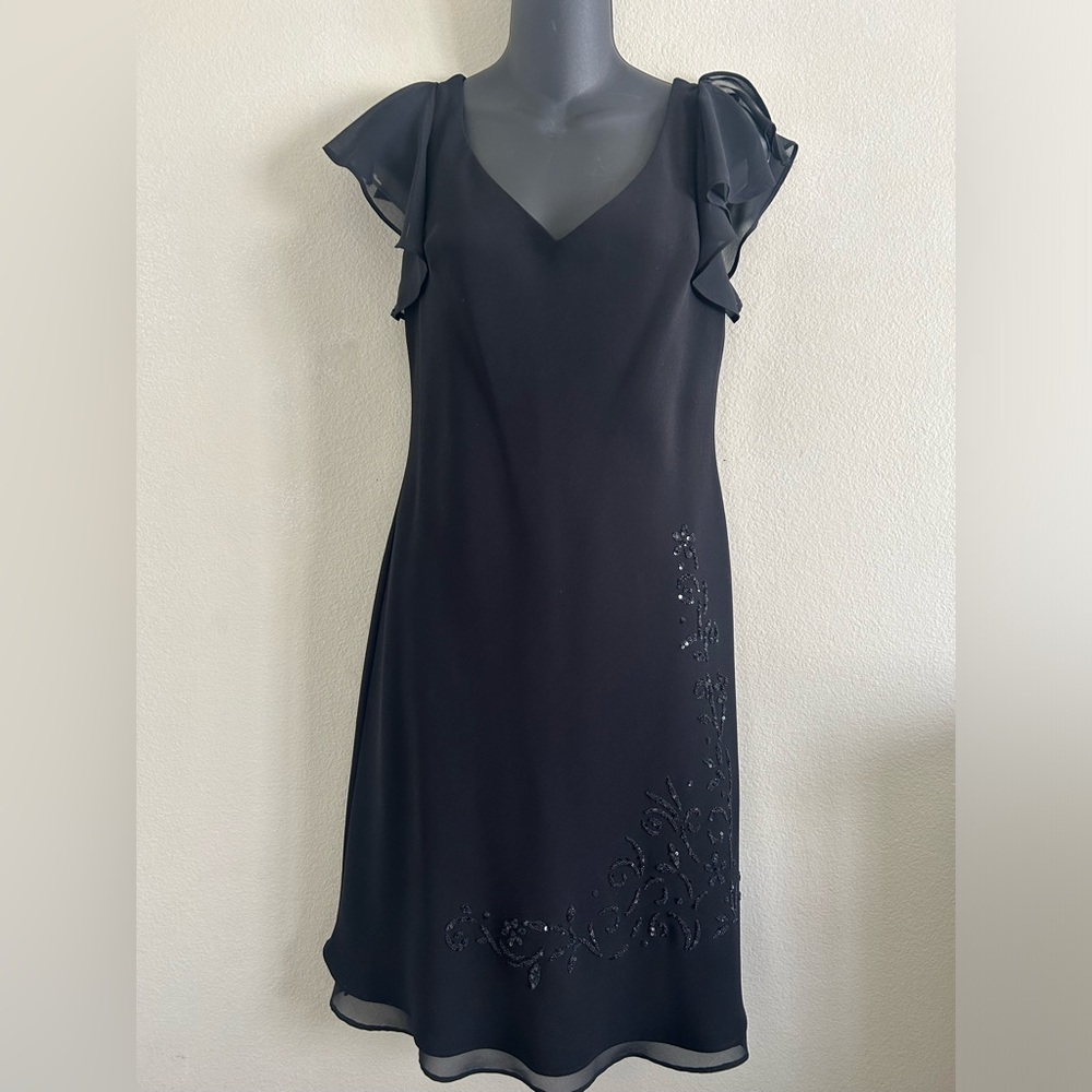 S.L Fashions Women’s Black Petite Formal Sequin Midi Dress